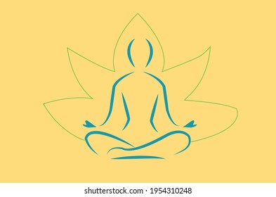 A meditation line art vector
