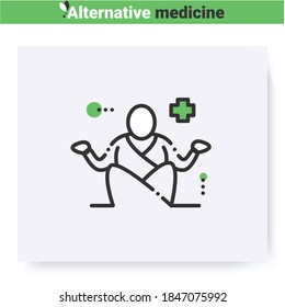 Meditation line icon.Traditional Indian mind practise. Hatha yoga, mental health. Health care and wellness. Complementary and alternative medicine types. Isolated vector illustration. Editable stroke 