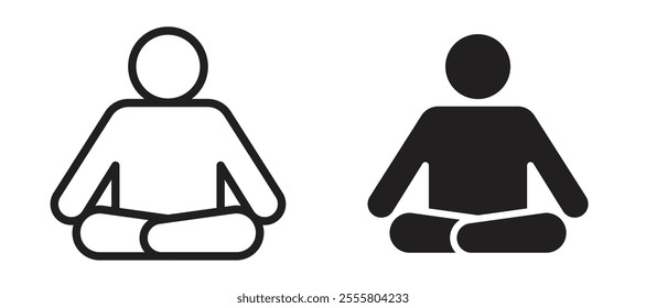 Meditation liner icon vector set.