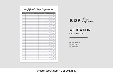 Meditation logbook interior template design