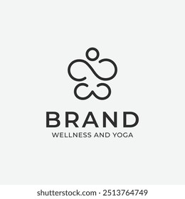 meditation logo simple illustration template with butterfly and circle shape illustration design