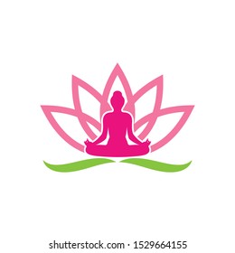 Meditation logo template vector icon design