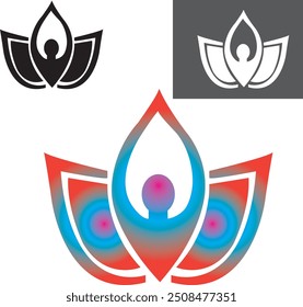 Meditation Lotus, Coloring Meditation and Lotus Flower, Vector Art, Adobe Illustrator, Printable and can be used and modified anywhere.. eps