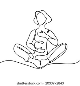 Meditation in lotus position continuous line vector illustration.Suitable for icons, printing on paper and other actions.