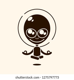 Meditation in Lotus yoga pose vector illustration of retro style.