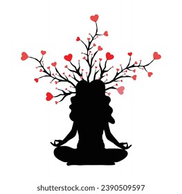 Meditation with Love Tree Vector