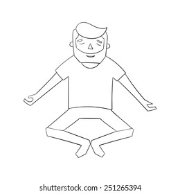Meditation man black and white vector illustration