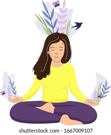 Meditation man girl vibration healthy lifestyle vibrations butterflies swallows flowers