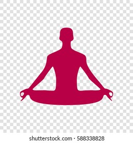 Meditation man sign illustration. Vector. Bordo icon on transparent background.