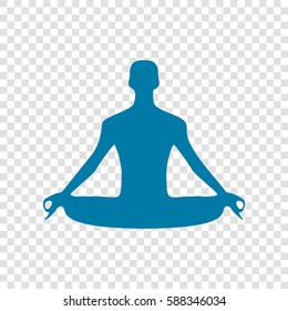 Meditation man sign illustration. Vector. Cerulean icon on transparent background.