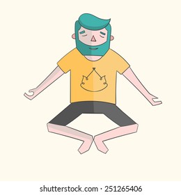 Meditation man vivid color vector illustration