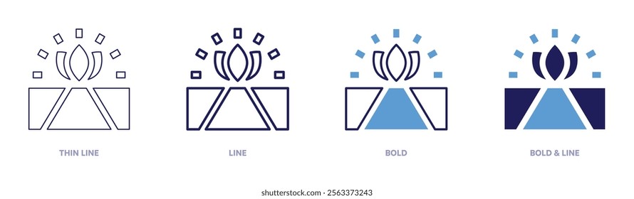 Meditation mat icon in 4 different styles. Thin Line, Line, Bold, and Bold Line. Duotone style. Editable stroke.