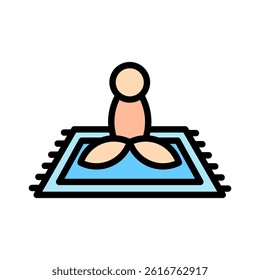 Meditation Mat outline color, mini illustration icon, related to relaxation, spa, wellness and more. Vector EPS 10 for modern concept, print, UI, UX kit, web and app development