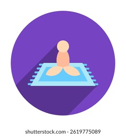 Meditação Mat cor plana arredondada, ícone mini ilustração, relacionado com relaxamento, spa, bem-estar e muito mais. Vetor EPS 10 para conceito moderno, impressão, UI, kit UX, web e desenvolvimento de aplicativos