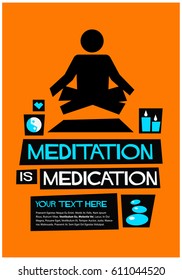 Meditation is Medication Poster With Man Doing Yoga