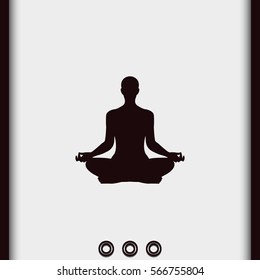 Meditation or meditate flat vector icon. Lotus position simple pictogram. Yoga pose logo.