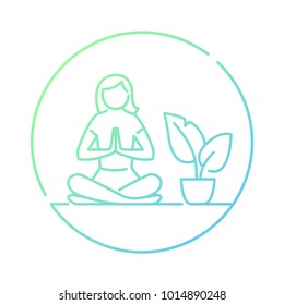 Meditation or meditate vector line icon. Lotus position simple pictogram. Yoga pose logo illustration