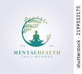 meditation, mental health nature logo vector illustration design