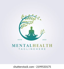 Meditation, Mental Health Nature Logo Vector Illustration Design