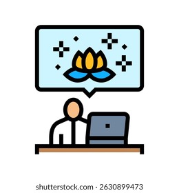 meditation and mindfulness employee health color icon vector. meditation and mindfulness employee health sign. isolated symbol illustration