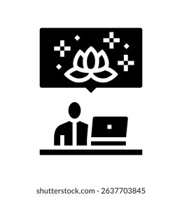 meditation and mindfulness employee health glyph icon vector. meditation and mindfulness employee health sign. isolated symbol illustration