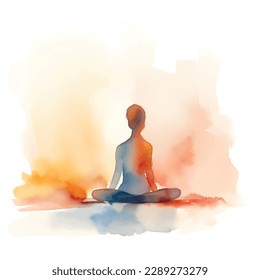 Meditation in Motion: Watercolor Illustration of Yogi in Pose