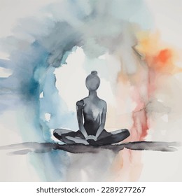 Meditation in Motion: Watercolor Illustration of Yogi in Pose