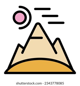 Meditation in mountains icon outline vector. Home room. Relax calm color flat
