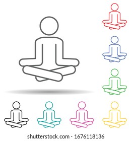 Meditation multi color set icon. Simple thin line, outline vector of human rights icons for ui and ux, website or mobile application