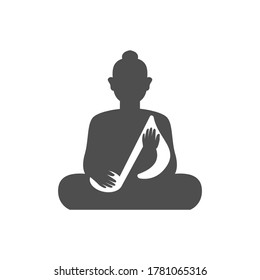 meditation with music logo design vector. buddha with tones illustration