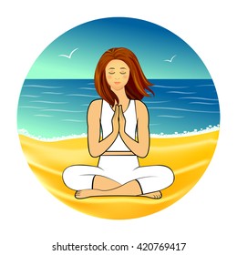 Meditation on the sand beach