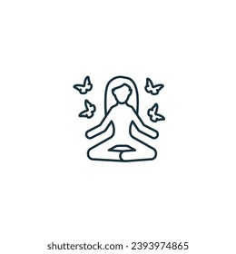 Meditation outline icon. Monochrome simple sign from mental health collection. Meditation icon for logo, templates, web design and infographics.