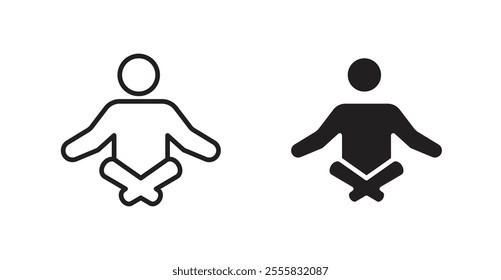 Meditation outlined and solid icon vector collection.