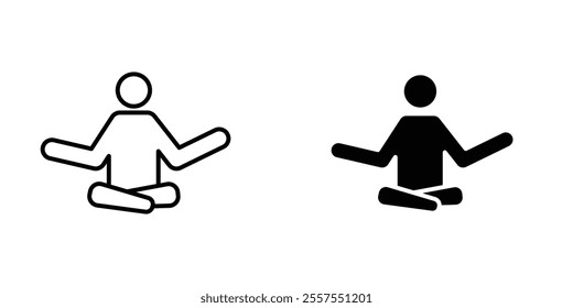 Meditation outlined and solid icon vector collection.