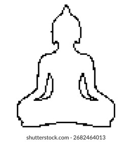 Icono de píxel de meditación, 8 bits. Ilustración vectorial aislada.