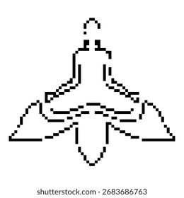 Icono de píxel de meditación, 8 bits. Ilustración vectorial aislada.