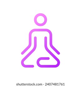 Meditation pixel perfect gradient linear ui icon. Lotus position. Calmness. Relaxation practice. Line color user interface symbol. Modern style pictogram. Vector isolated outline illustration