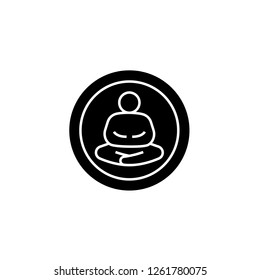 Meditation pose black vector concept icon. Meditation pose flat illustration, sign