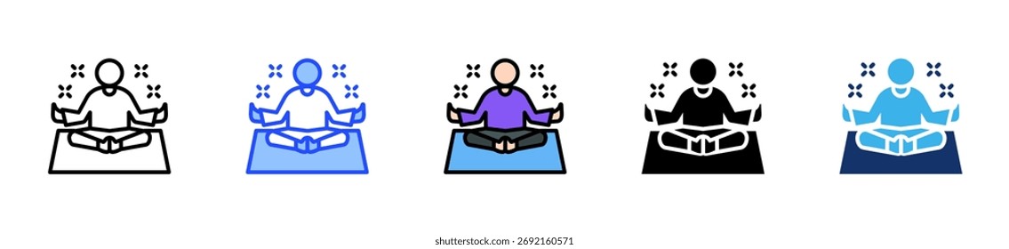 Colección De Iconos De Postura De Meditación Con Múltiples Estilos