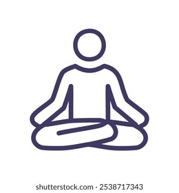 Ícone de pose de meditação. Figura de ioga tranquila; paz, serenidade, símbolo da atenção plena.