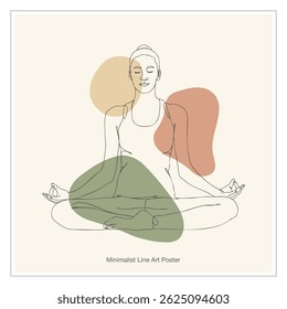 Meditação pose arte da linha. Calmo Mindfulness Ilustração abstrata