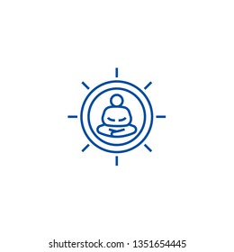 Meditation pose line icon concept. Meditation pose flat  vector symbol, sign, outline illustration.