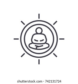 meditation pose linear icon, sign, symbol, vector on isolated background