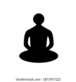 Meditation pose outline vector icon. Asana sign. Buddhism symbol. Yoga element. Relaxation position. Zen. Flat simple line design illustration.