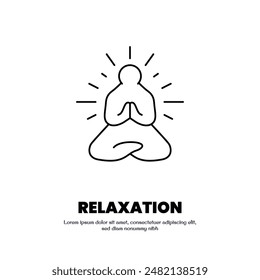 diseño de Vector de contorno delgado de pose de meditación bueno para Web y App móvil