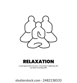 diseño de Vector de contorno delgado de pose de meditación bueno para Web y App móvil