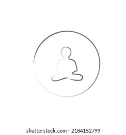 Meditation pose vector icon. Hand drawn man in enso symbol. Minimal zen style illustration. Abstract mindfulness icon. Brush stroke painted human being in lotus meditative pose. 