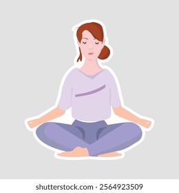 Meditation Pose Vector Illustration Sticker. Vector sticker showing a serene meditation pose. Perfect for yoga and mindfulness themes