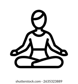 Meditation pose wellness icon. Figure in pose promoting mindful relaxation practice.