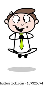 Meditation Poses - Office Businessman Employee Cartoon Vector Illustration﻿